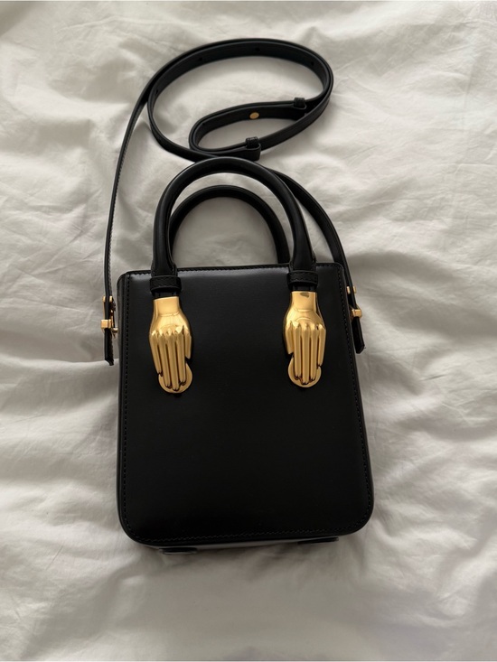 Zornna Handbags - Zorrna Aieda Black saffiano Leather Top Handle Crossbody w/ Gold Hand Accents
